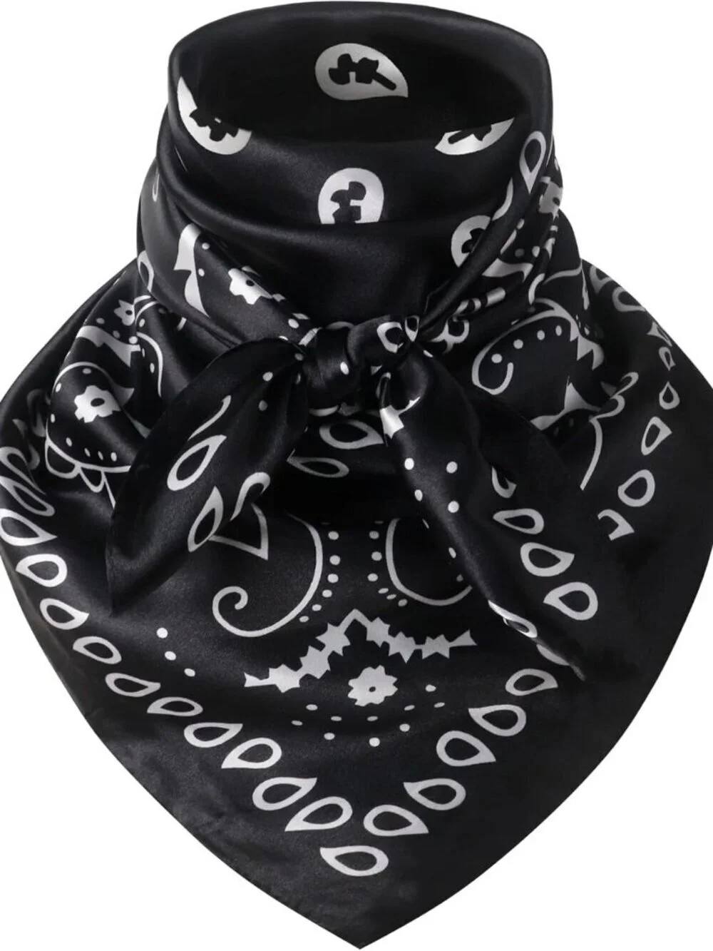 Men's Black 1 35 Inch Wild Rag Neckerchief Silk Western Bandana Neck Scarf